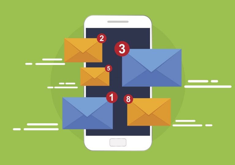 Smartphone receives e-mail. Vector illustration, email marketin concept